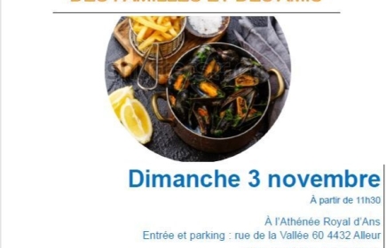 Dîner Moules à L'athénée d'ANS
3ème Edition
Le 03 novembre à 11 Heures 30